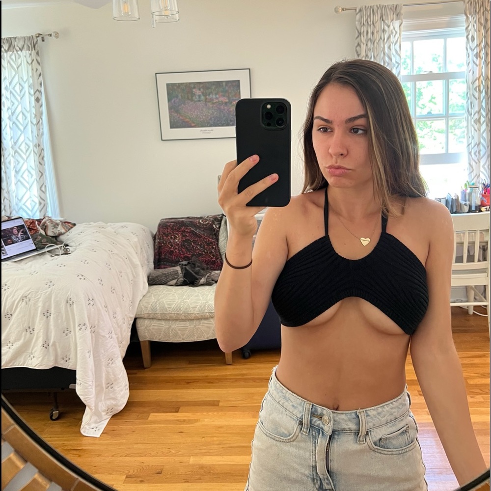 Urban Outfitters black cotton and viscose cropped top